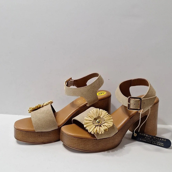 Sophia Milano NEW Made In Italy Bohemian Coquette Platform Chunky Y2K Heels Sz.9 - Picture 4 of 12